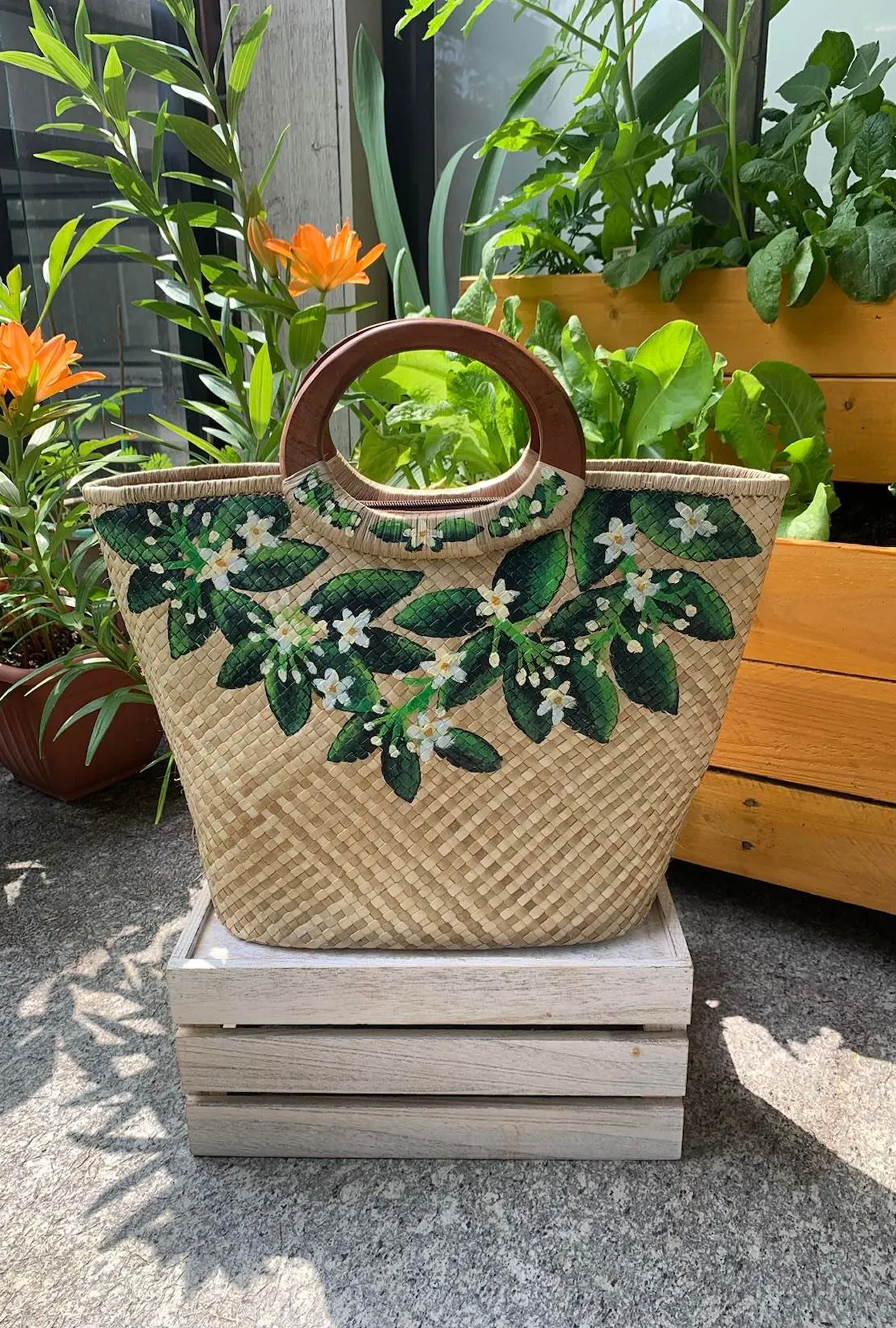 Hand-painted Buri Bag