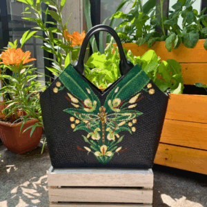 Hand-painted Black Buri Bag